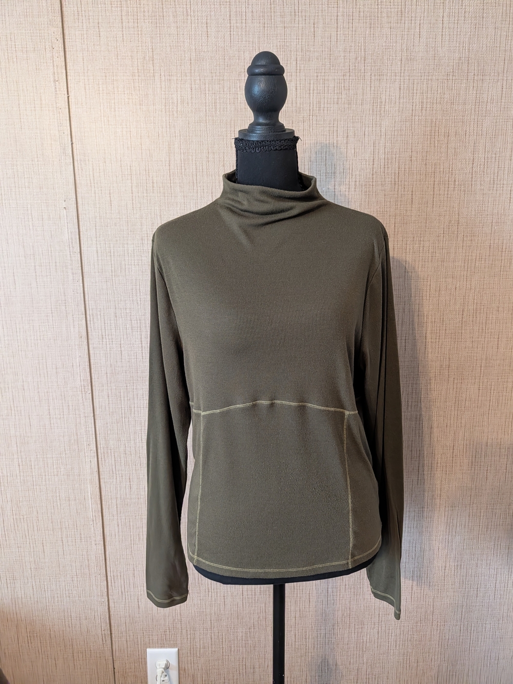 Old Navy Olive Ultralite Go Dry Long Sleeve Mock Neck Top